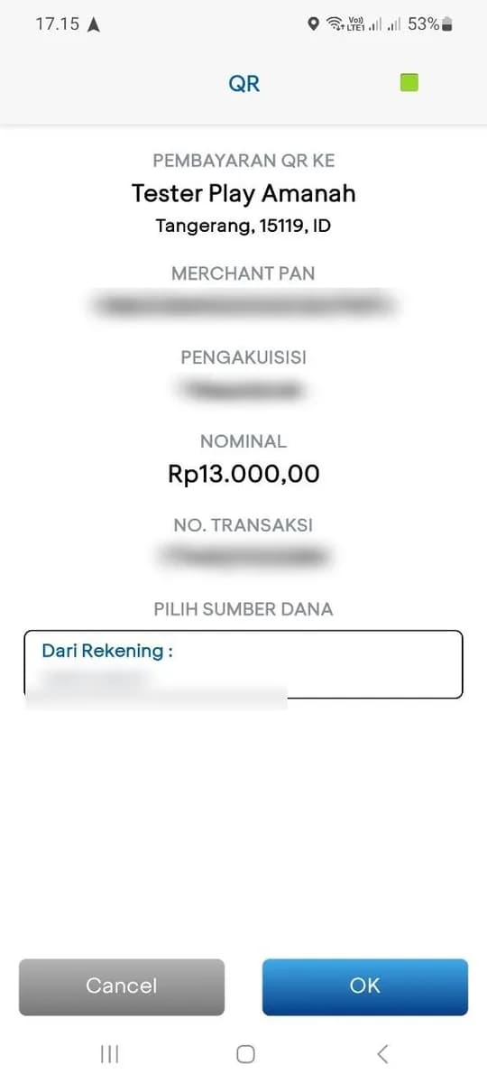 Bukti pembayaran QRIS: pelanggan membayar ke merchant dengan nama brand-nya sendiri di aplikasi pembayaran